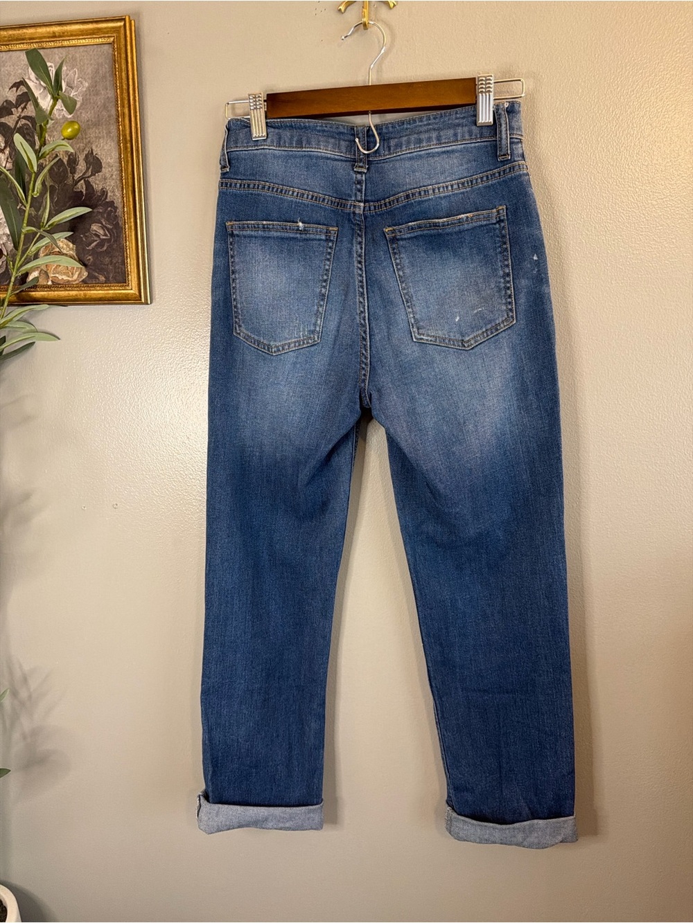 Harper Heritage High Rise Straight Jeans Size 26 Cuffed Cropped Medium Wash - Picture 5 of 7